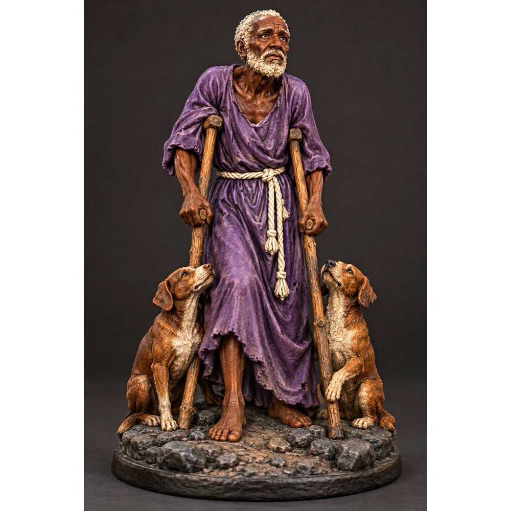 San Lázaro 10 Inch Filament 3D Printed Statue | Dogs & Crutches